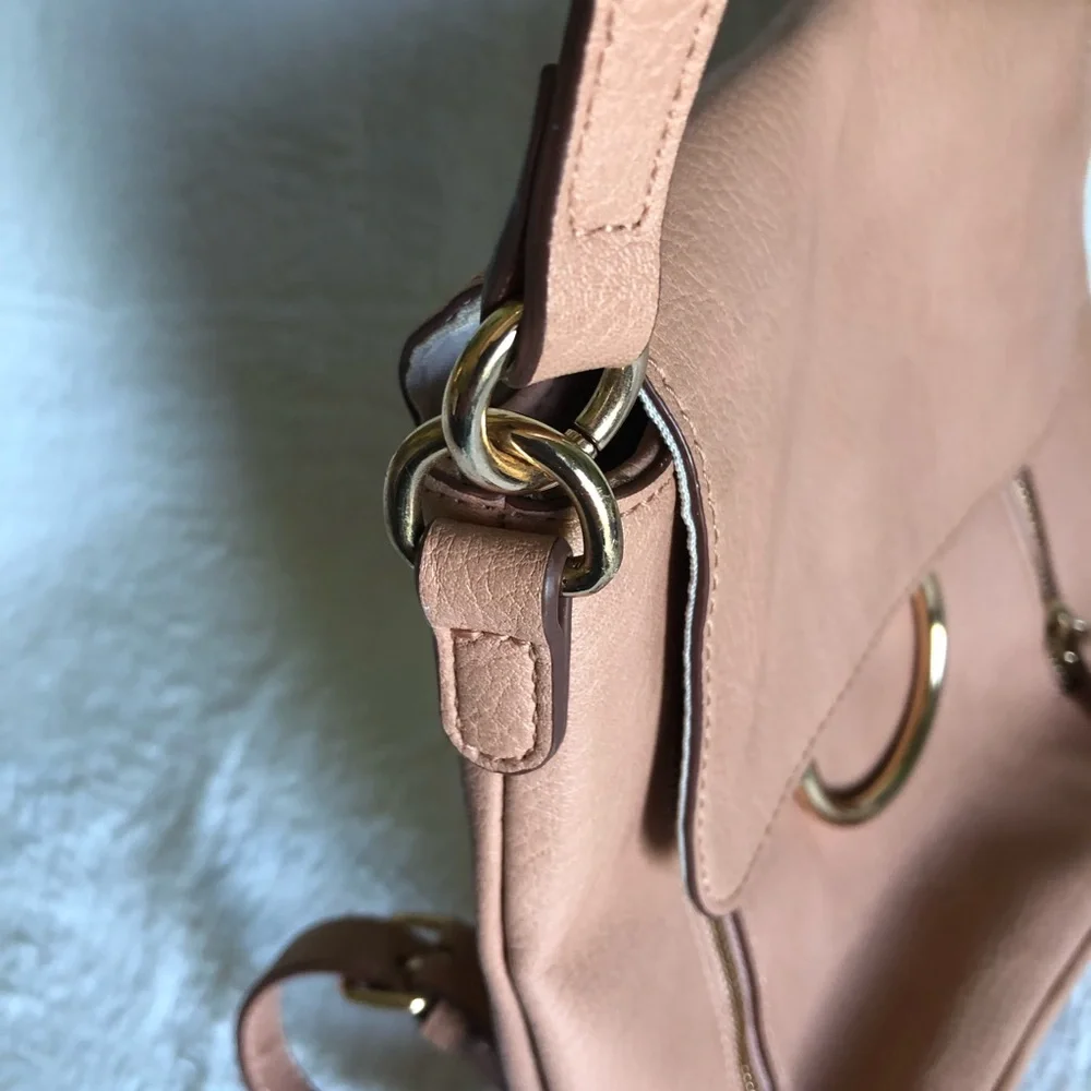 Lauren Conrad Backpack Purse Faux Leather Boho Handbag PINK